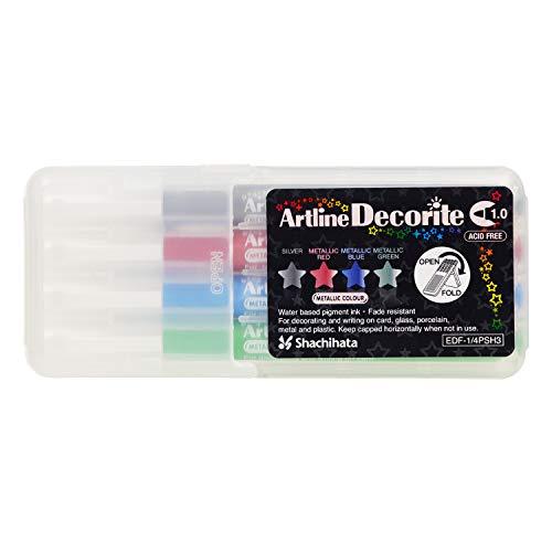 シャチハタ アートライン ペン デコライト 4色セット 3 丸 1.0mm EDF-1/4PSH2