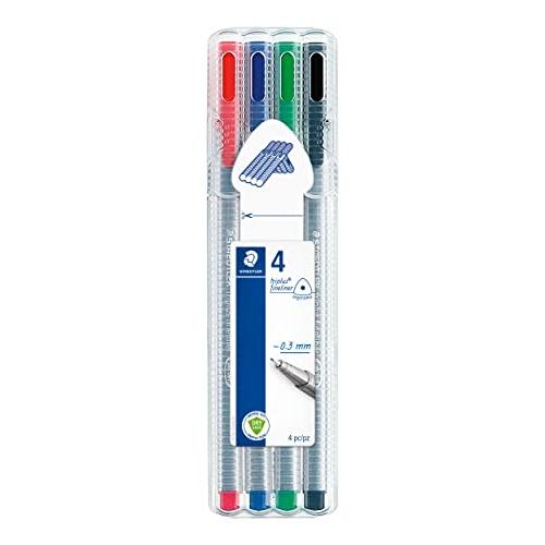 ステッドラー(STAEDTLER) 水性ペン トリプラス 0.3ｍｍ 三角軸 4色 334 SB4