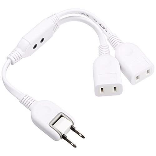 エレコム 電源タップ 0.2m ACアダプタ用電源延長コード 2個口 スイングプラグ ホワイト T-...