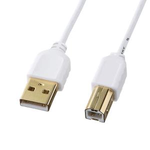 サンワサプライ 極細USBケーブル（USB2.0 A-Bタイプ、2.5m・ホワイト） KU20-SL25WK｜川西ストア
