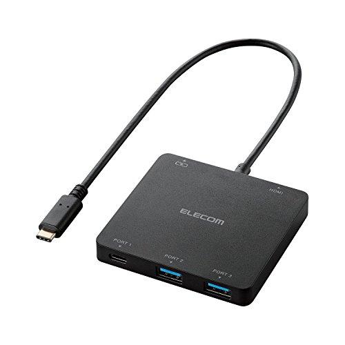 エレコム USB3.1 Type-C ハブ 3ポート(A×2/Type-C×1)+HDMI出力+PC...