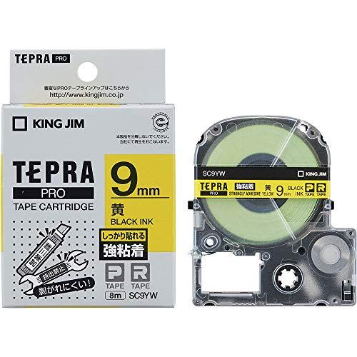 純正 キングジム(Kingjim) テプラPROテープカートリッジ 強粘着 9mm 黄ラベル/黒文字...