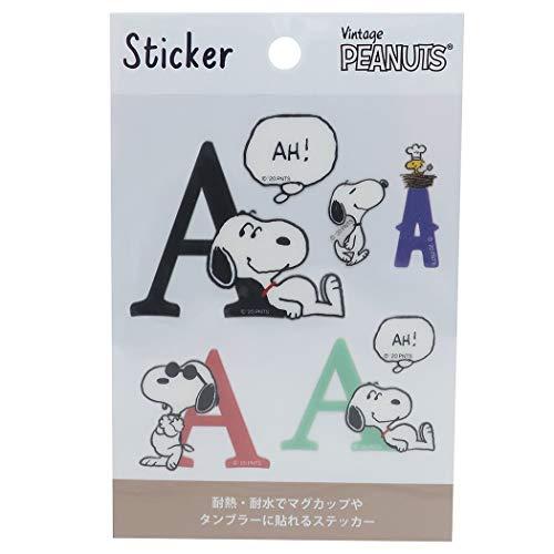 スヌーピー耐熱 耐水 イニシャル ステッカーデコレーションシール/アルファベルト A ピーナッツ
