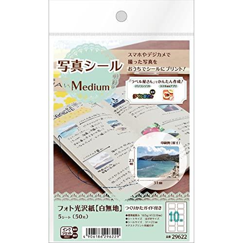 エーワン 写真シール フォト光沢紙 10面 5シート 29622