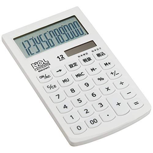 ナカバヤシ 電卓 モノカラー ホワイト ECH-2101T-W