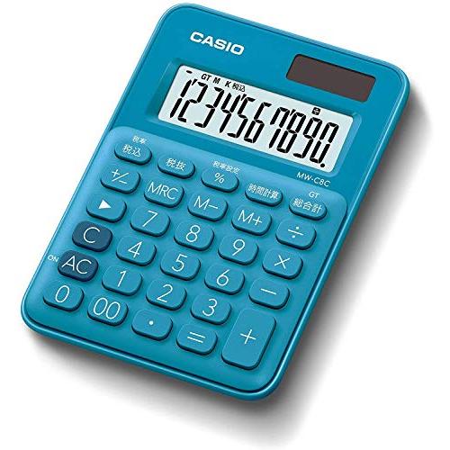 CASIO(カシオ) カラフル電卓 レイクブルー 10桁 ミニミニジャストタイプ MW-C8C-BU...