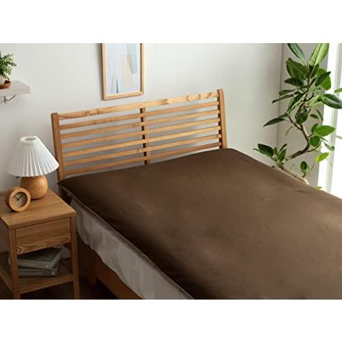 イケヒコ 敷き布団カバー 無地 リバーシブル リバD敷カバーIT ダークブラウン/ダークベージュ 約...