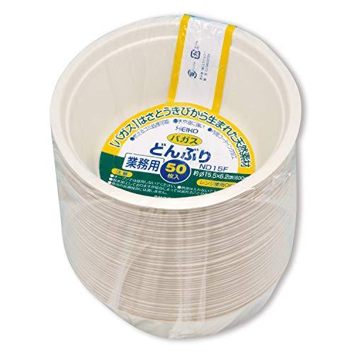 シモジマ ヘイコー ペーパープレート バガス 業務用 どんぶり C600 ND15F 50枚 白