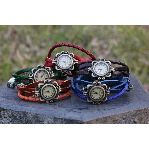 ブレスレット時計 レディス腕時計 アンティク 本革ベルト  クォーツ時計レザーブレスレットタイプ ウ...