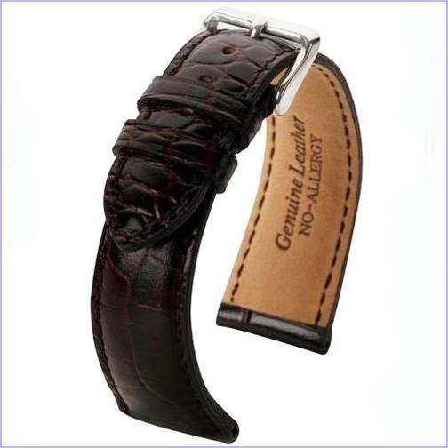 本革ベルト クロコダイル カーフステッチ 牛押し型 １８ ２０ｍｍクロコダイル押し型（光沢）ブラウン