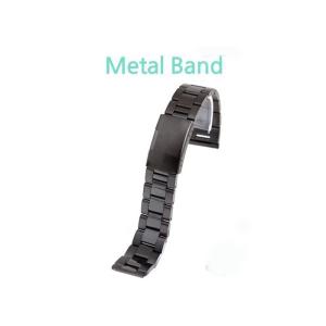 時計バンド ワンタッチバックル プッシュ式ステンレスバンド メタルバンド ブラック 【20mm】