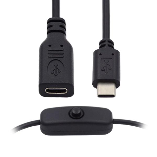 CY ケーブル USB-C オンオフ電源スイッチボタン付き USB タイプ C オス - メス、ノー...