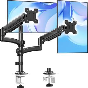 MOUNTUP デュアルモニタアーム 2画面 32インチ対応 ディスプレイアーム ガススプリング 縦並び 耐荷重2?10kg VESA75*