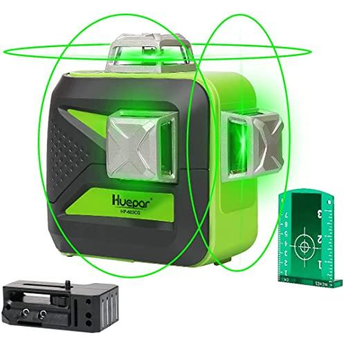 Huepar 3x360° レーザー墨出し器 グリーン 緑色 レーザー クロスライン フルライン照射...