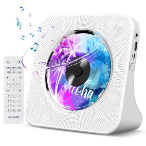 Fohil CDプレーヤー 卓上置き式 ラジカセ 多機能 防塵透明カバー付き Bluetooth/CD/FM/USB/AUXなどに対応 ラジオ LED｜happiness0228no2