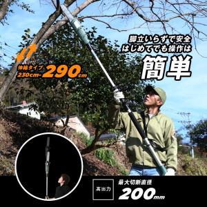 高枝切りチェーンソー 切断機 230-290cm 調節OK 電動高枝切りチェーンソー 軽量 高枝チェーンソー 電動のこぎり ガーデニング 高枝切りバサミ 高枝ET1208-01