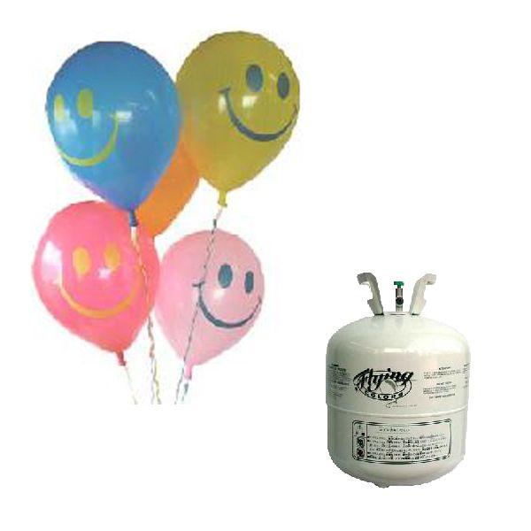 スマイル(リボンバルブ付・10インチ丸型) ゴム風船（30個）＆400Lヘリウム缶セット　