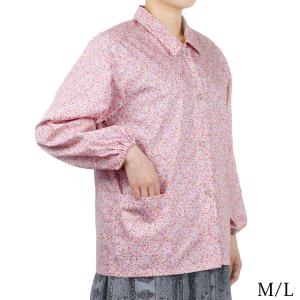 長袖ブラウス 花柄 綿100% M/L 日本製 作業ブラウス 園芸 農家 シニア 春夏秋｜happy-clothing