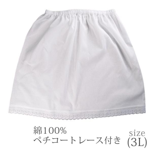 ペチコートレース付き (3L)×（普通丈／ショート丈） | 綿100％ クレープ肌着 インナー 日本...
