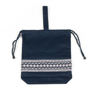 レッスン 手刺繍 スモッキング レッスンバッグ マチつき 紺色 布製