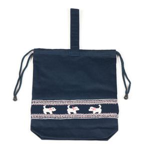 レッスン 手刺繍 スモッキング レッスンバッグ マチつき 紺色 布製