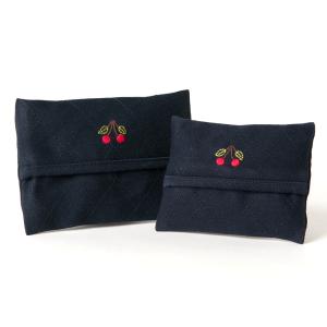 お受験 ティッシュケース 手刺繍 青い鳥 ポケットティッシュケース