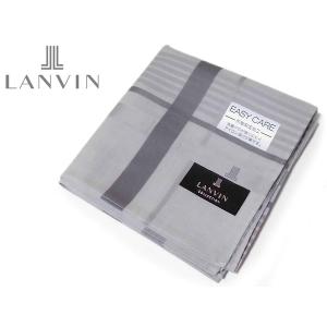 LANVIN COLLECTION（ランバンコレクション）紳士用ハンカチ (48) グレー チェック 形態安定加工 綿100％ 日本製 50cm メンズ｜happy-crab2