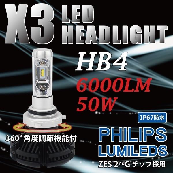 新品 HB4/35W X3 PHILIPS X3 ファンレス 一体型 LED KIT ライト 車検対...