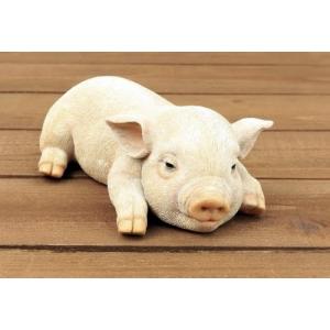 アニマルオブジェ：うたたねピッグ豚 置物 インテリア 動物 オブジェ ブタ｜happy-goods