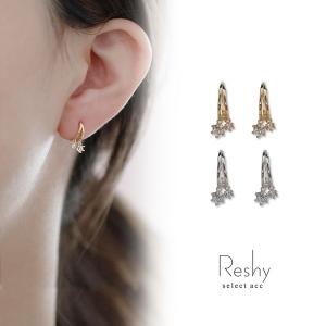 ピアス 金属アレルギー対応 フープ ゴールド レディース ジルコニア