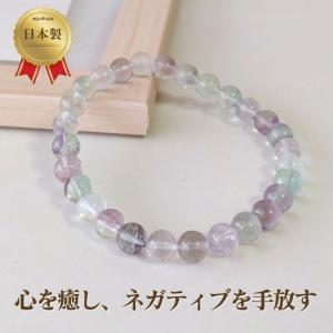 フローライト マルチカラー ブレスレット 8mm 16.5~18.5cm S~LL サイズ