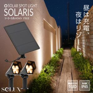 延長ケーブル付 ソーラーライト スポットライト ガーデンライト 屋外〔 防水 LED 自動点灯 シンボルツリー 庭木 植栽 照明 ソラリス