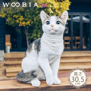 セット お座り 猫 置物 オブジェ カップル ペア 恋人 ネコ キャット ねこ 置物 キスするカップル茶トラ猫 ネコ 高さ17.3cm woobia ウービア
