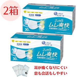 エリエール マスク ふつう ムレ爽快マスク 30枚 ×2箱 セット マスク 不織布 日本製マスク マスク エリエール エリエールマスク ムレ爽快