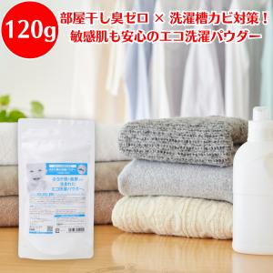 シェルミラック エコ洗濯パウダー 120g 洗濯洗剤 洗剤 粉末洗剤 衣類洗剤 部屋干し 生乾き対策 洗濯槽のカビ防止 自然素材 肌にやさしい 敏感肌 柔軟剤不要
