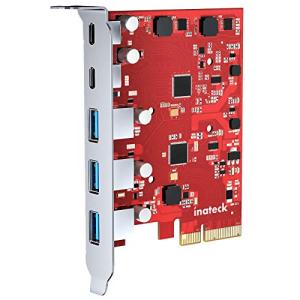 Inateck PCIe USB 3.2 Gen 2カード、帯域幅20 Gbps、3つのUSB Type-Aポートと2つのUSB Type-Cポート、KU5211、赤｜happy-ness-store
