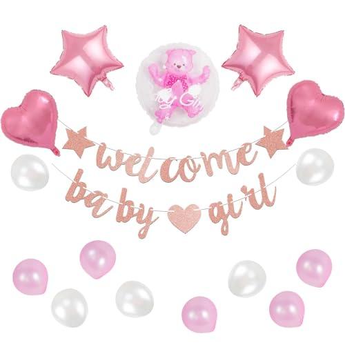 ベビーシャワー バルーン 飾り セット welcome baby girl バルーン 風船 ガーラン...