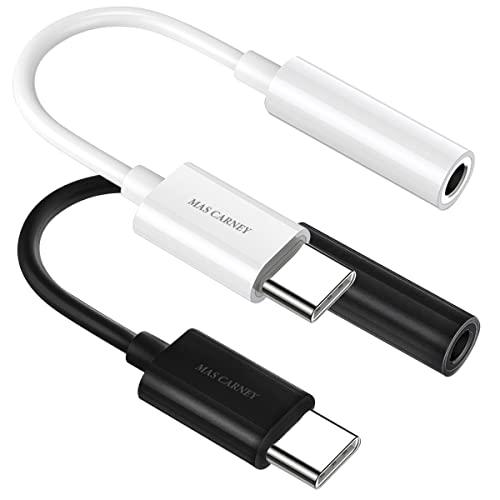 MAS CARNEY (2パック ブラック + ホワイト) USB Type C - 3.5mmメス...