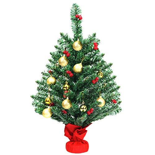 Costway クリスマスツリー 60cm ミニ mini LEDライト装飾品付き Christma...