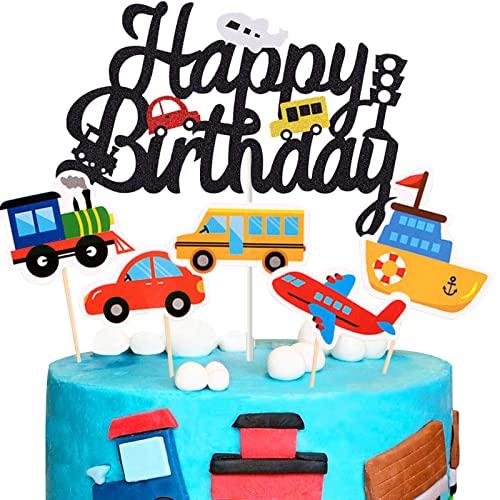 Paready ケーキトッパー 誕生日 車 ケーキピック ケーキ挿入カード 6点セット ケーキ デコ...