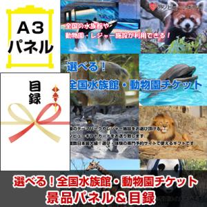 ポイント10倍 目録 ビンゴ 選べる！全国水族館・動物園チケット A3景品パネル＆引換券付き目録（aso271）｜happy-sanchoku