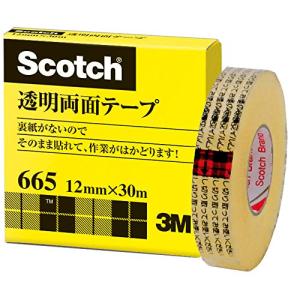 3M スコッチ 透明両面テープ 12mm x 30m ライナーなし 紙箱入り 665-1-12｜happy-square