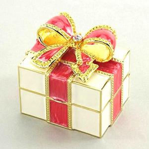 プレゼントボックス型 オルゴール 宝石箱 ジュエルケース 曲目：アソート (レッド)の商品画像