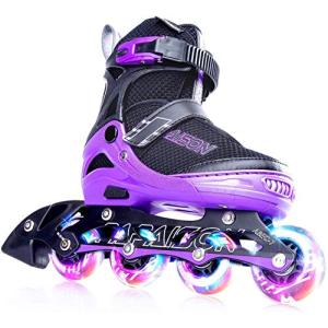 PAPAISON インラインスケート ローラースケート サイズ調整可能 発光 子供用 大人 Inline skate 女の子 男の子 初心者向 男女共｜happy-square