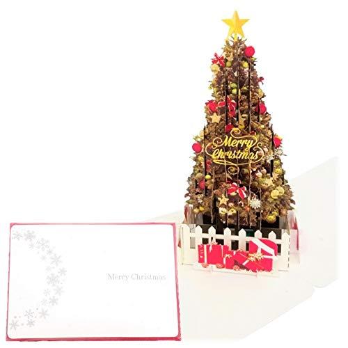 クリスマスグリーティングカード (赤, Premium L) ポップアップ 高級 おしゃれ プレゼン...