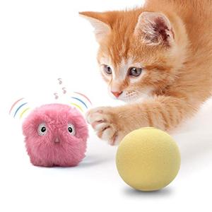 DLDER猫のおもちゃの猫ボールを転がす のボール、動物の声のための自然な綿毛のペットのボール、猫の運動不足を和らげ、ストレスを和らげるためのキャット｜happy-square