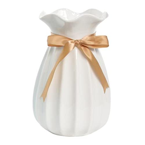 白 陶器 花瓶 花器 フラワーベース（白）19cm | おしゃれ 白磁 陶磁器