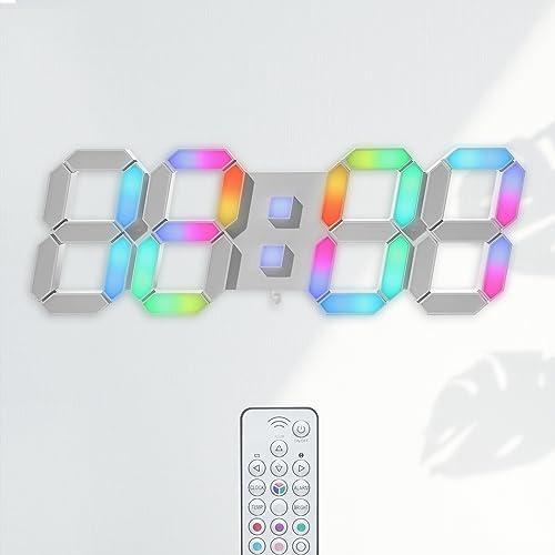 KOSUMOSU 多色デジタル時計 7色LED時計 RGB置き時計 ネオン壁掛け時計 明るさ調整可能...