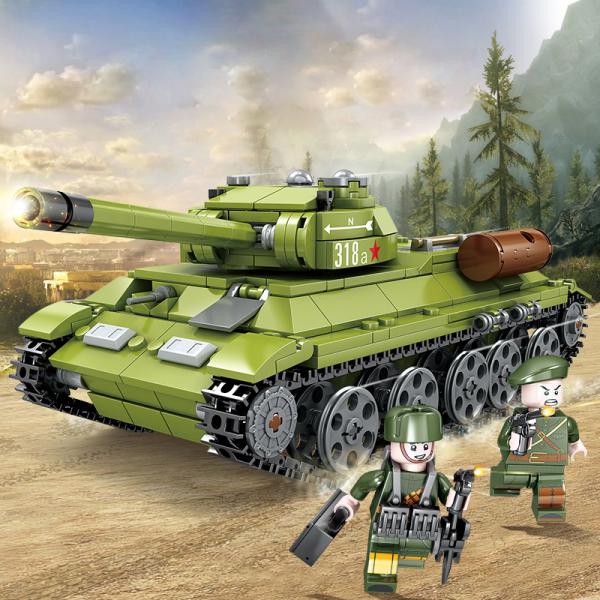 ブロック互換 互換品 レゴミリタリー T34戦車 ソ連の中戦車 戦車 ミニフィグとライト付き 互換品...