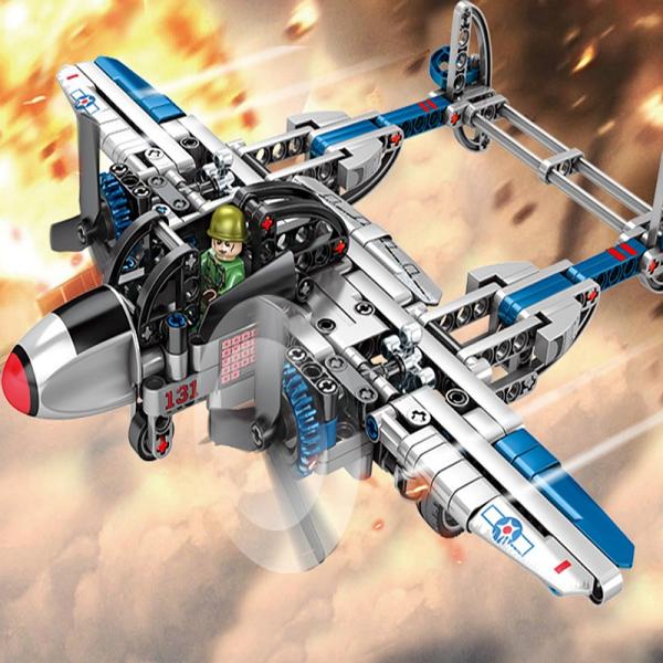 ブロック互換 レゴ 互換品 レゴミリタリー軍用P-38 ライトニング航空機 互換品クリスマス プレゼ...